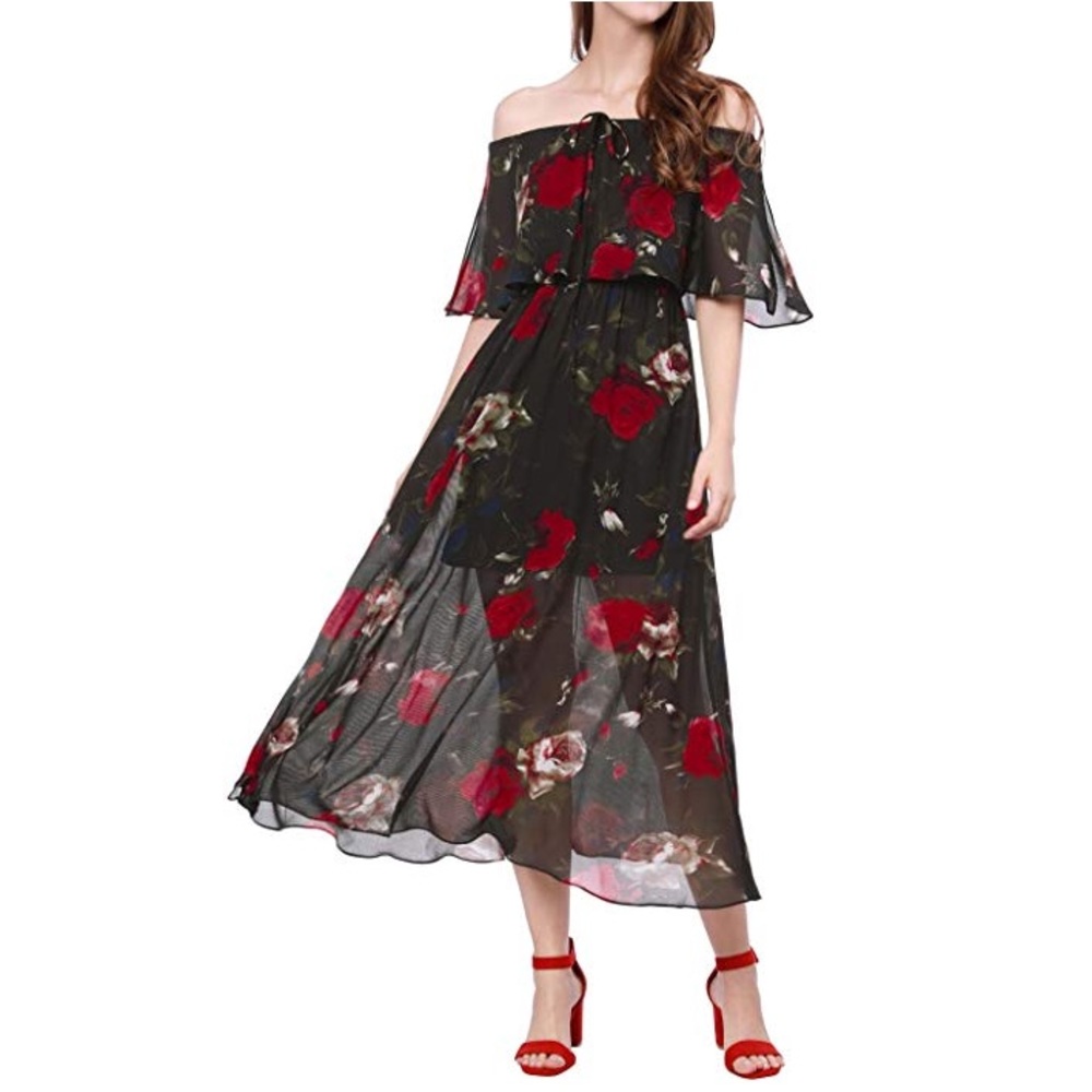 Off the shoulder maxi floral dress